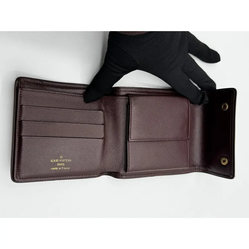 Louis Vuitton Monogram Mini Lin Red Canvas Compact Wallet Bifold Made in France - Picture 15 of 16